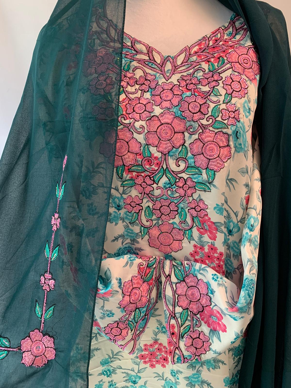 Silk Jalabiya with Matching Hijab - Complete Elegant Look