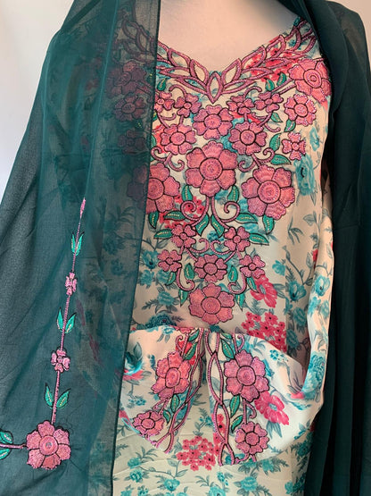 Silk Jalabiya with Matching Hijab - Complete Elegant Look