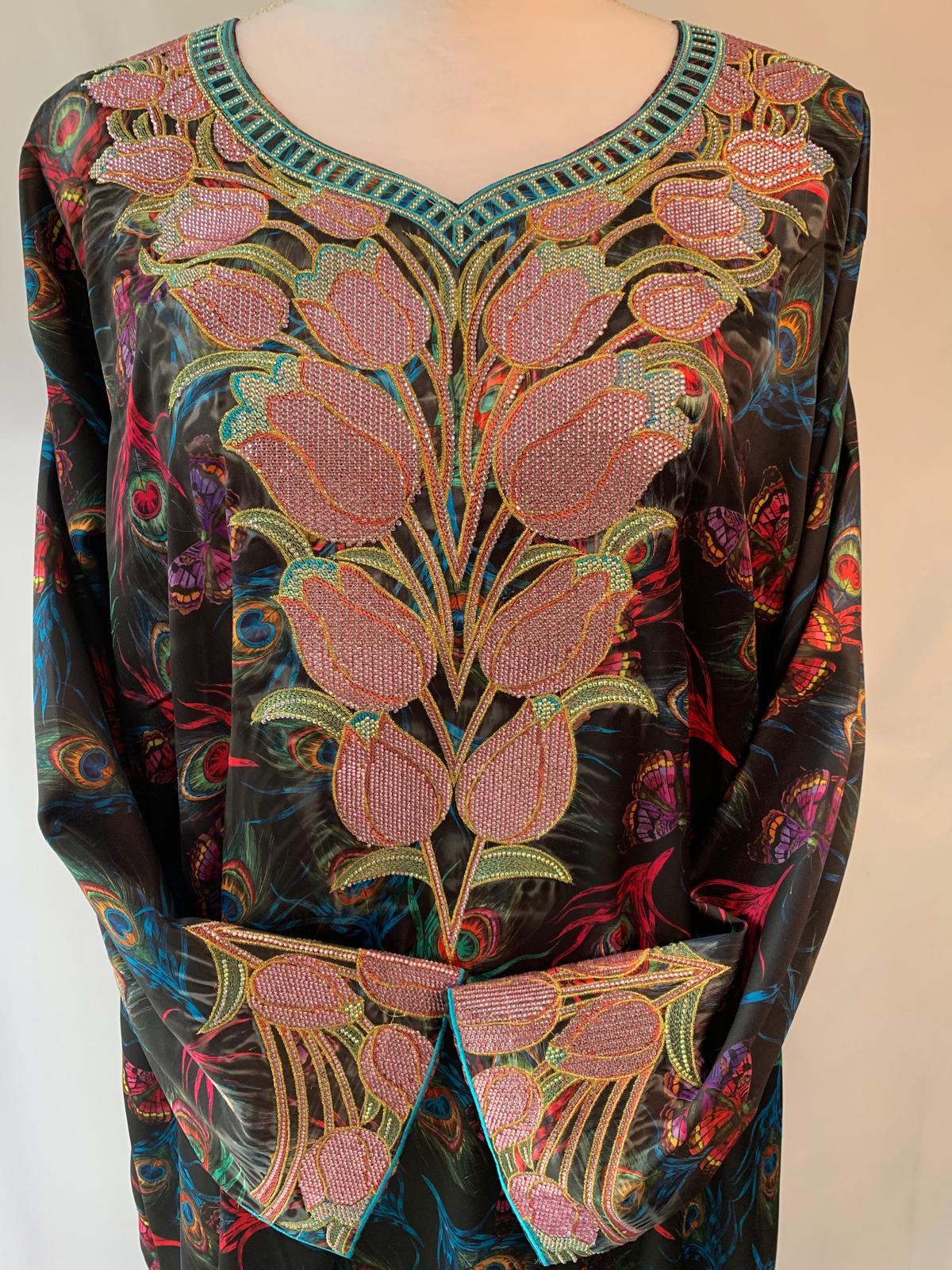 Luxurious Digital Print Silk Jalabiya