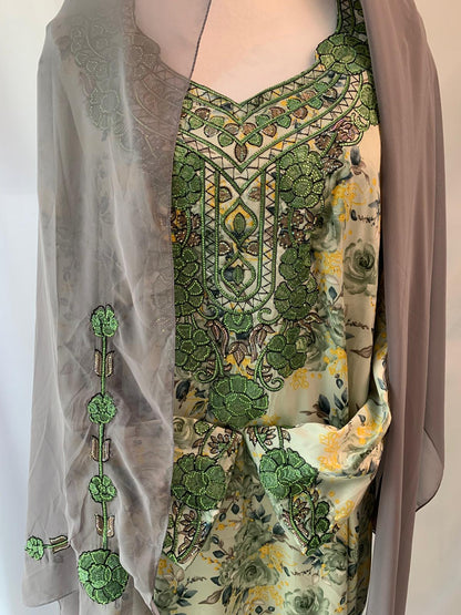 Silk Jalabiya with Matching Hijab - Complete Elegant Look