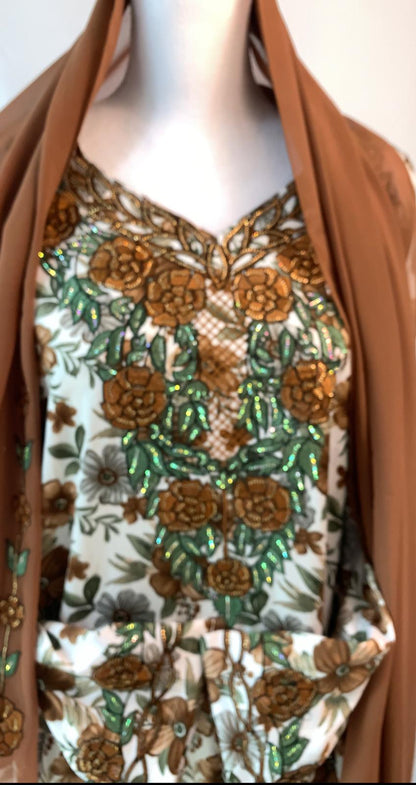 Silk Jalabiya with Matching Hijab - Complete Elegant Look