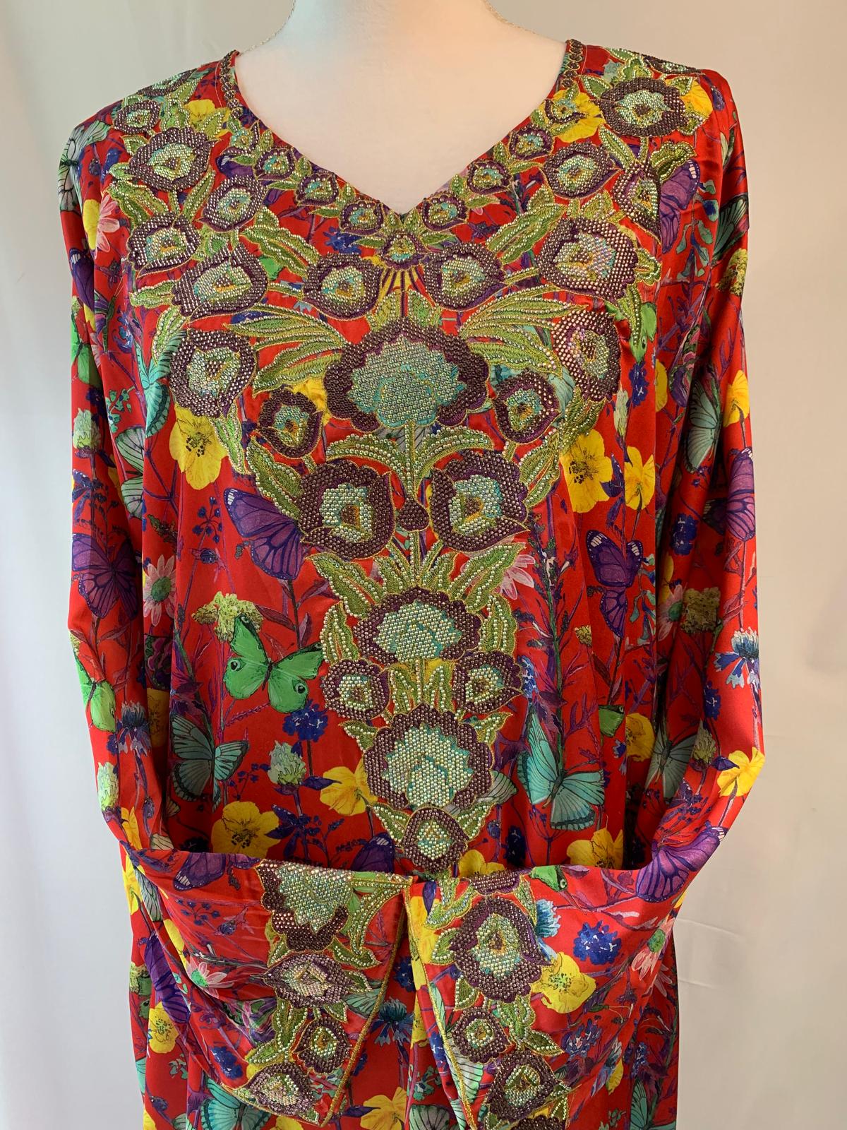 Luxurious Digital Print Silk Jalabiya