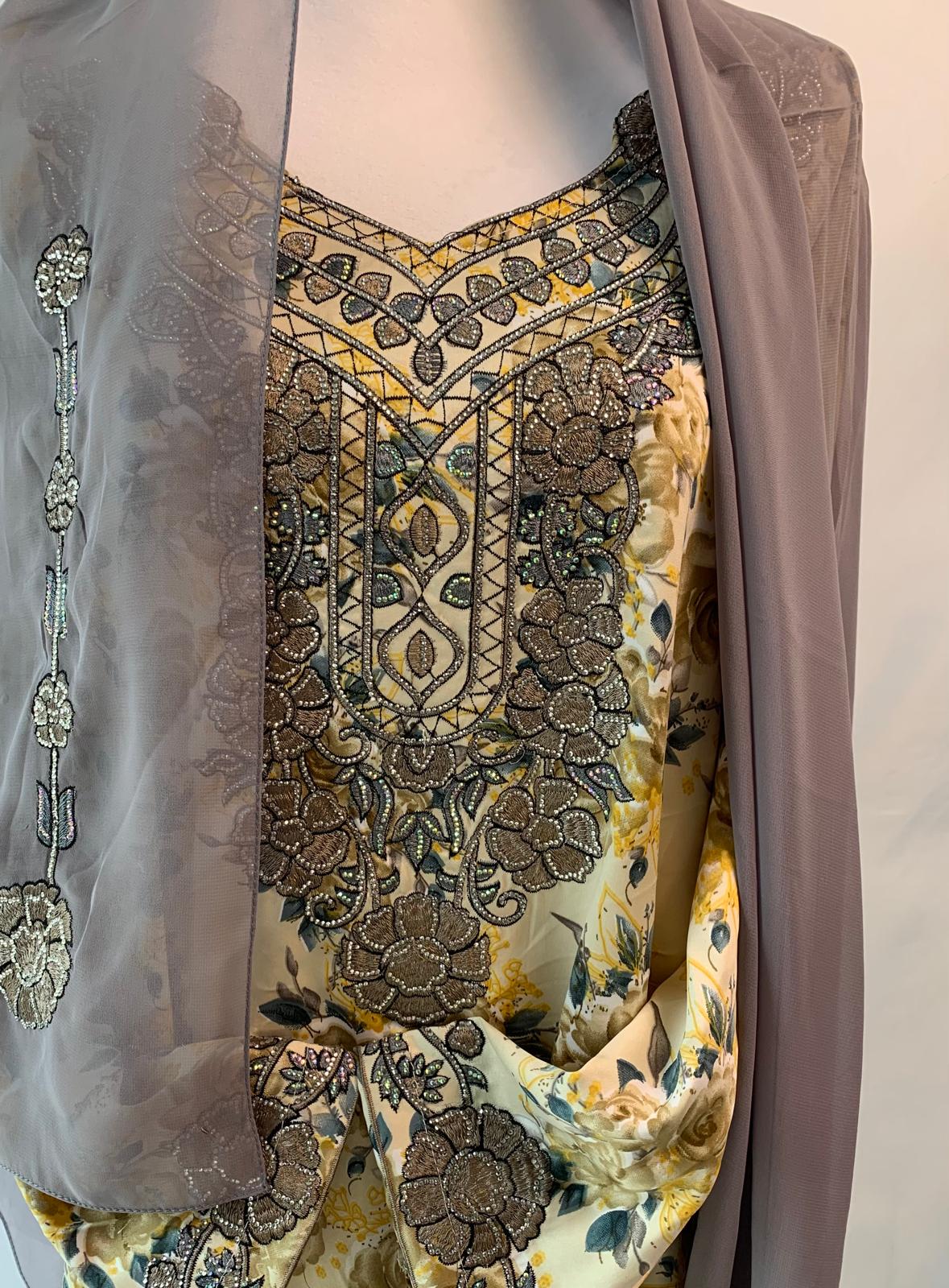 Silk Jalabiya with Matching Hijab - Complete Elegant Look
