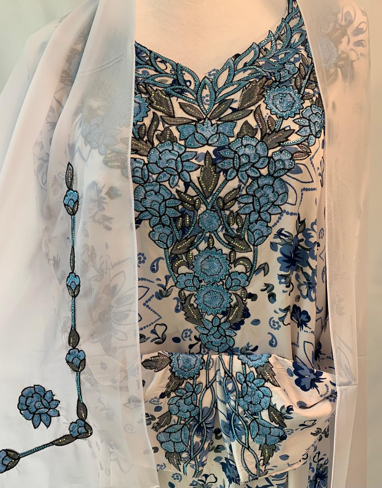 Silk Jalabiya with Matching Hijab - Complete Elegant Look