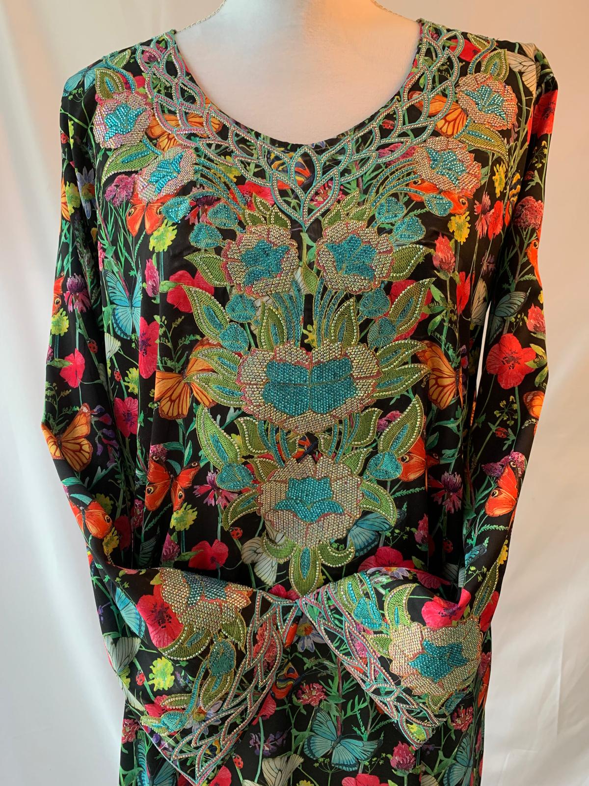 Luxurious Digital Print Silk Jalabiya